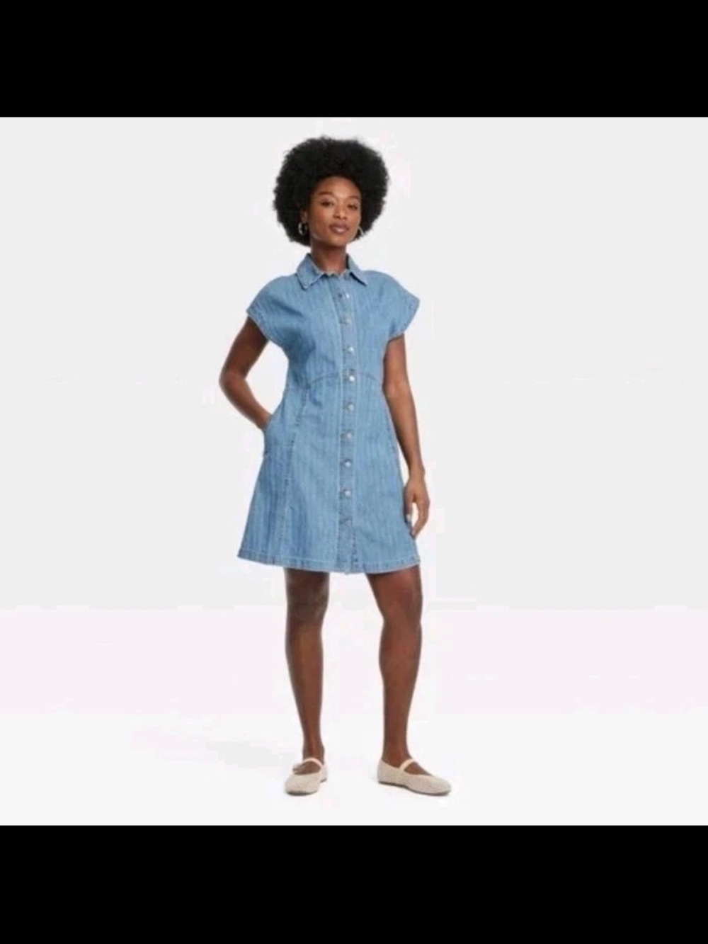 Universal Thread Denim Button-Front Mini Dress - Light Blue